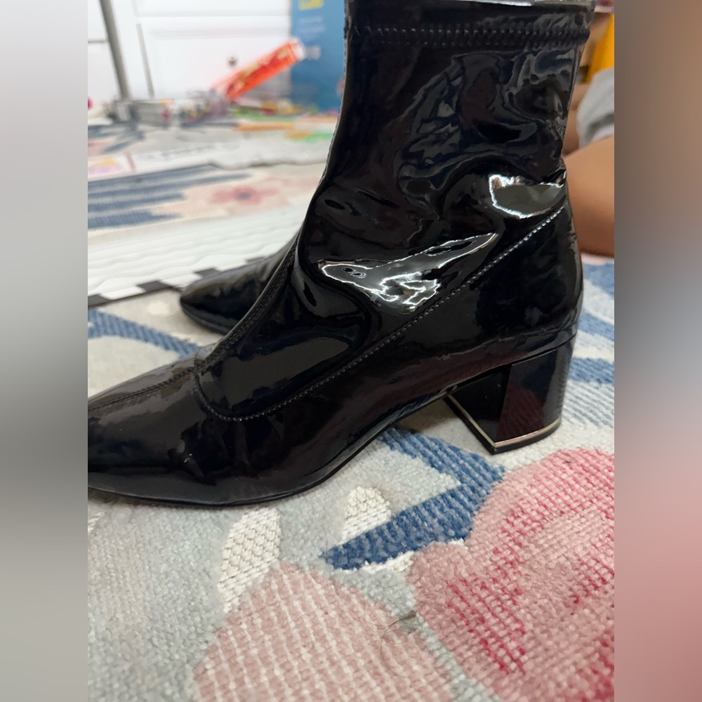 Aldo Black Heeled Boots with Shiny Finish